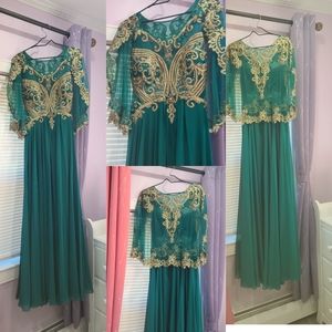 Green Indian inspired formal wear gown